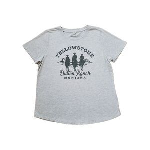 Yellowstone Dutton Ranch Montana Women's T-Shirt Gray Size Large Cowboys Graphic
